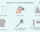 Tipps zum Make-up aus Kleidung entfernen: schnell handeln, sanft wischen, Hitze meiden, links reinigen, Fleck untersuchen, Fixing Spray/Puder nutzen.