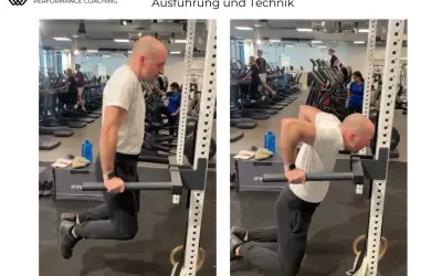 Mann führt Trizeps Dips an einer Stange aus, um seine Arme zu trainieren.
