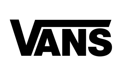 Das Vans Zeichen in Schwarz auf weißem Hintergrund. Ein ikonisches Logo für Skater und Streetwear-Fans.