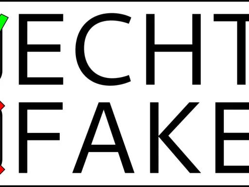 Echt oder fake? Ein grüner Haken bei "Echt" und ein rotes Kreuz bei "Fake" symbolisieren die Entscheidung.