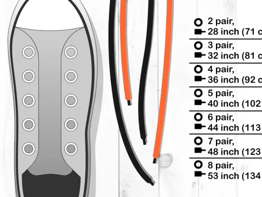 Chucks binden: Schleife verstecken? Hier die Längen für 2-8 Paar Schnürsenkel.