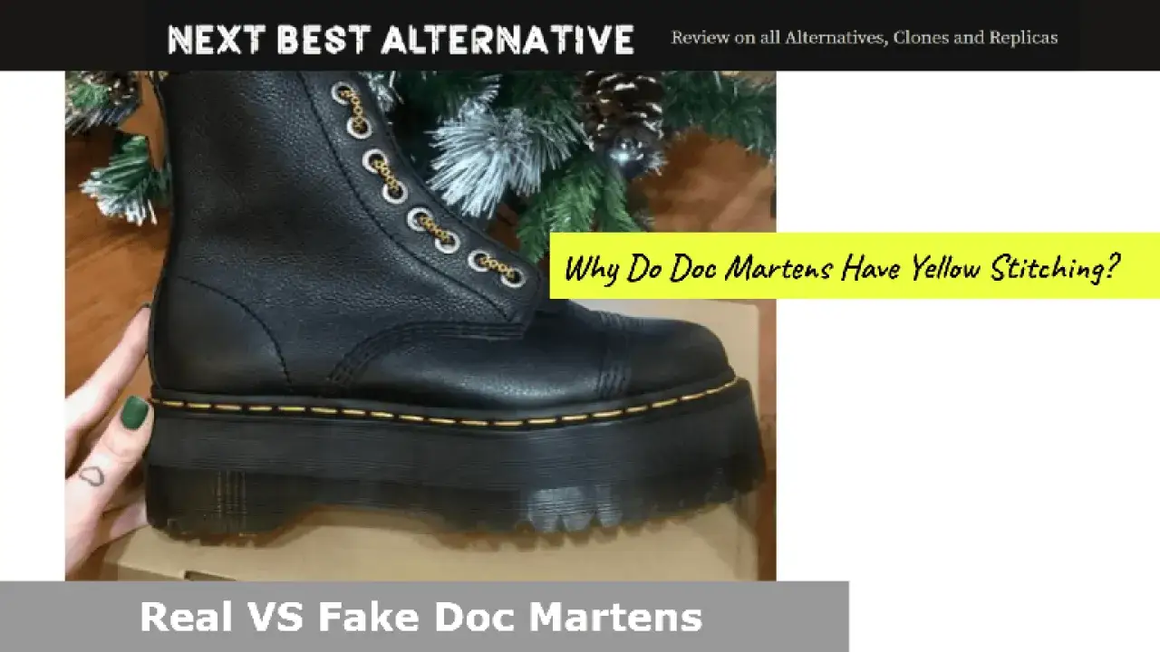 Schwarzer Dr. Martens Stiefel mit gelber Naht. So erkennst du das Original.